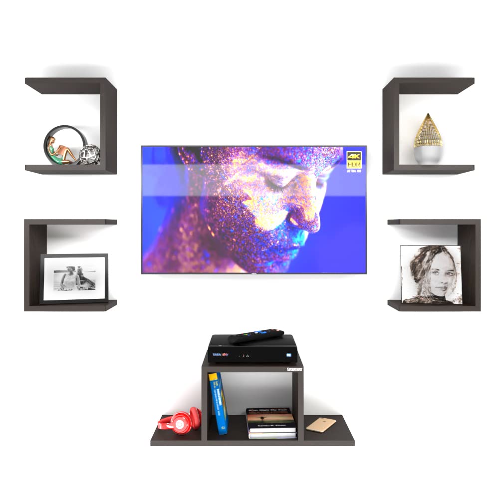 Buy ESTANTERIA Cepo Engineered Wood Wall TV Entertainment Unit with Set Top Box Stand and 4 Wall