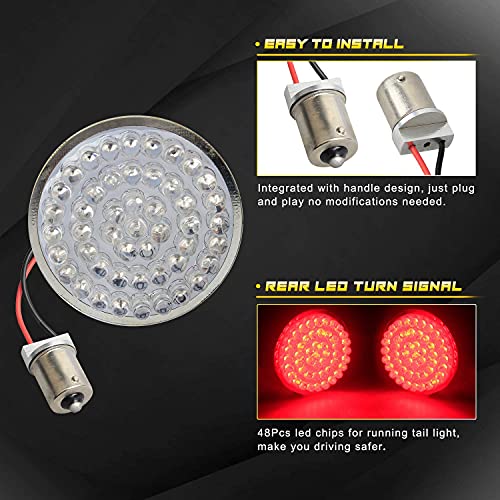 Nthreeauto 2Inch 1157 Front Led Turn Signals, 1156 Rear Bullet Light Bulbs With Smoked Lens Cover Compatible With Harley Sportster Dyna Road King Street Glide Softail Touring #TOP3