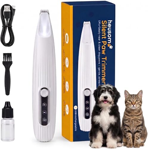 Heusom Silent Pet Paw Trimmer | Cordless Shaver for Dogs,