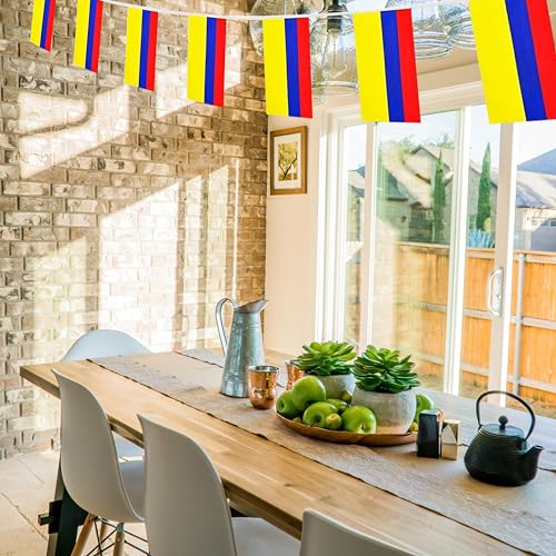 Image of Columbia Flags Columbian String Flag Banners for Patriotic Events Independence Day Sports Bars Inside Outside Decorations 33 Feet 30 Flags