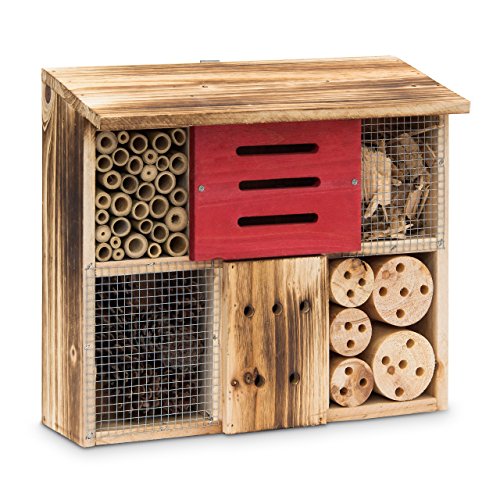 Relaxdays Insektenhotel gebrannt HBT 29 x 33 x 13,5 cm Bienenhotel aus Naturmaterialien als Unterschlupf für Käfer, Bienen, Wespen und Schmetterlinge Insektenhaus aus Holz mit Flachdach, natur Relaxdays Insektenhotel gebrannt HBT 29 x 33 x 13,5 cm Bienenhotel aus Naturmaterialien als Unterschlupf für Käfer, Bienen, Wespen und Schmetterlinge Insektenhaus aus Holz mit Flachdach, natur