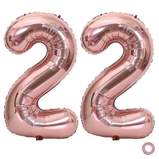 Juland Número de Globos de Oro Rosa Globo de cumpleaños de Hoja Gigante XXL Globos Grandes de Mylar de la Hoja Número de Globos de 40 Pulgadas Jumbo para Decoraciones de Fiesta de cumpleaños - 22