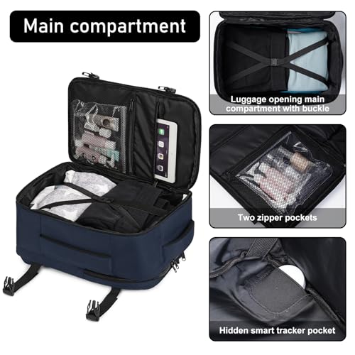Image of ECOHUB Travel Backpack Airline Approved Under Seat Personal Item Bag | Carry on Backpack Water Resistant Fit 15.6 inch Laptop AirTag Pocket, Lightweight Casual Daypack for Women Men with USB Port