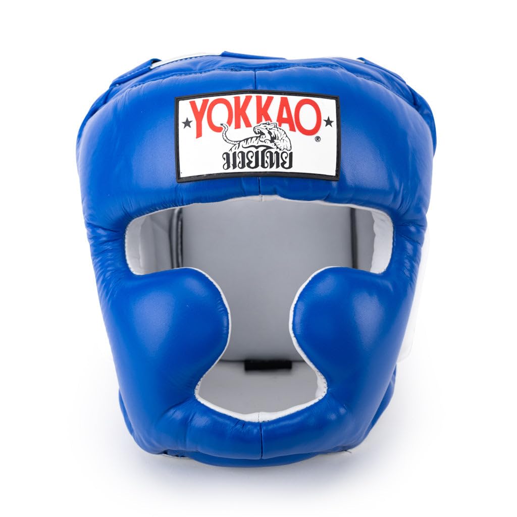 YOKKAO Premium Head Guard | Handmade Genuine Leather Headgear | Ideal for Muay Thai, Boxing, Kickboxing Sparring, Hard Training & Professional Competitions | Enhanced Cheek Protection