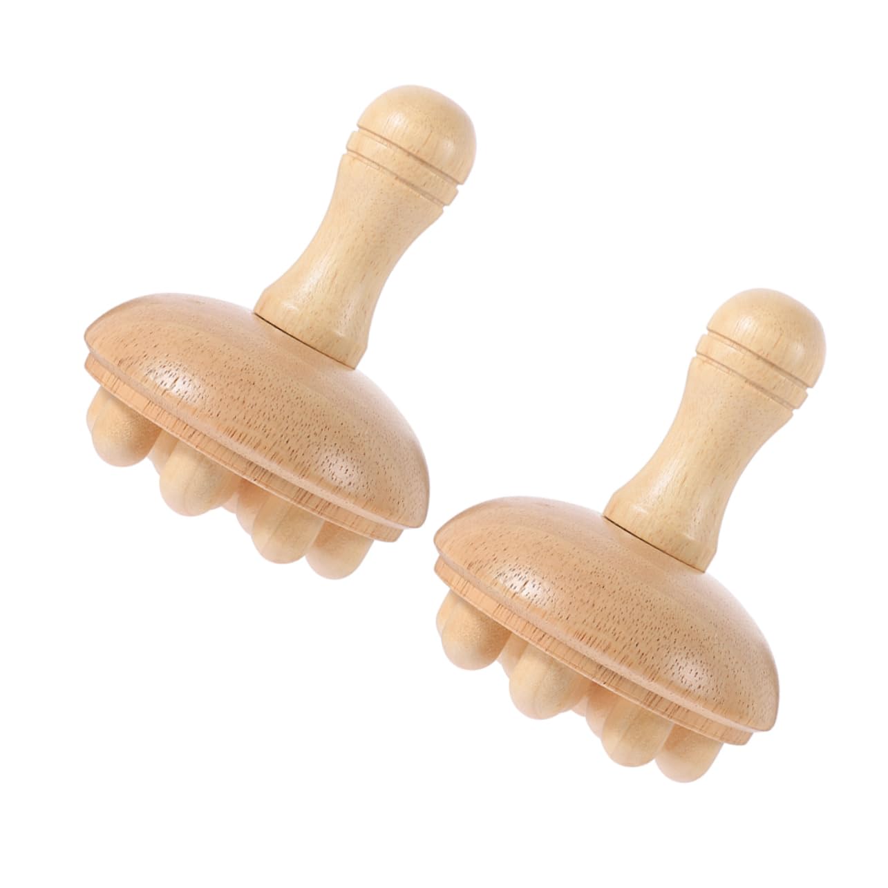 2 Stück Kopfhautmassagekamm aus Gummiholz, Runde Form