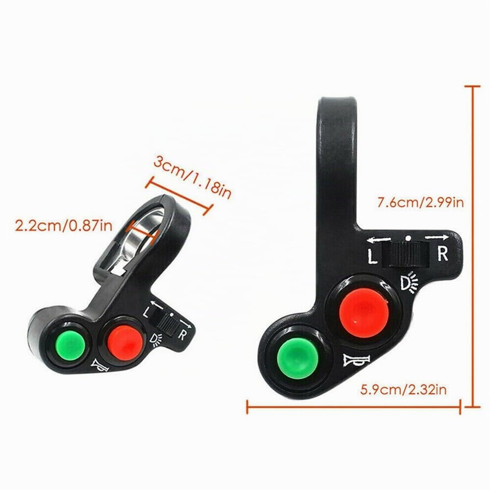 Kit universale per auto, ATV, UTV, XSS, indicatori di direzione, kit legale per manubrio, interruttore a pollice con luci LED, relè lampeggiante, sistema di cablaggio lampeggiante (kit N)