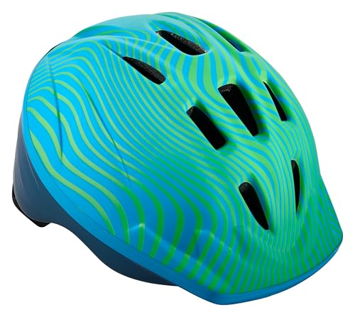 Schwinn Classic Infant Bike Helmet for Boys Girls Age 0-3 Years Old, Suggested Fit 44-50 cm, Dial Fit, Full Range Padding, Lower Molded Shell, Integrated Visor, Blue/Green
