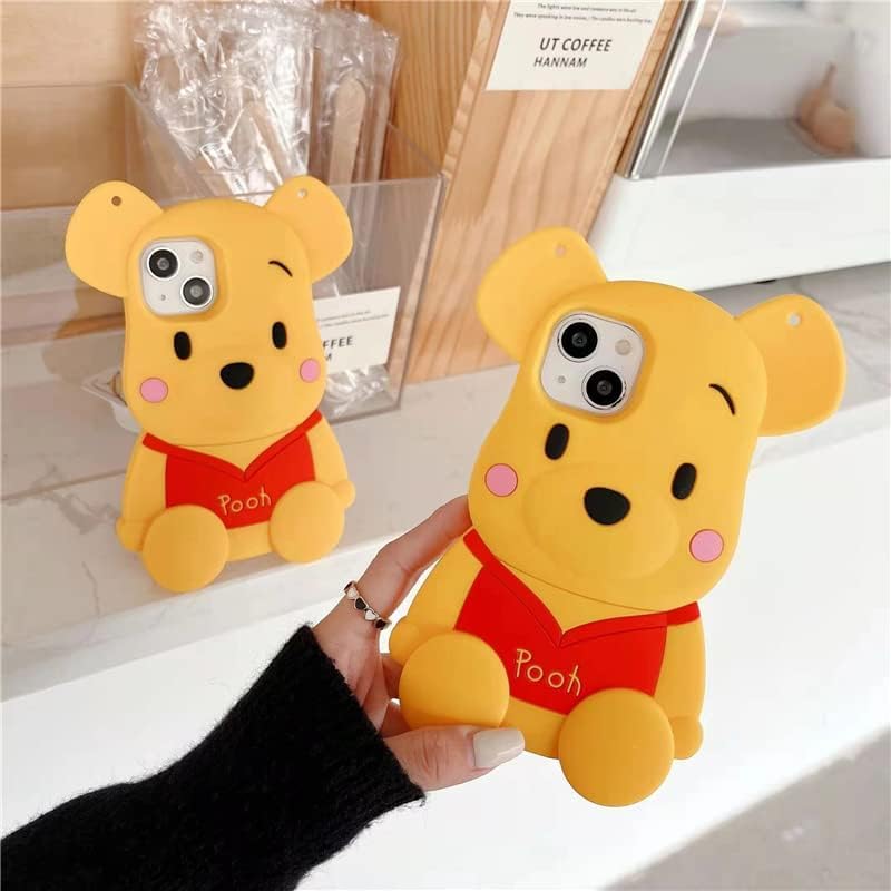 Image of COVERLY for iPhone 15 Pro Max Pooh Case 3D Cartoon Bear,Full Protective Winnie The Pooh Bee King Size Big Oversized Case Cute Soft Silicone Fashion Aesthetic Cover for Apple iPhone 15 Pro Max