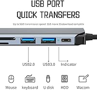 Vista 2 de 7 puertos USB C Hub USB 3.0 Tipo-C Splitter Estación de muelle multipuerto adaptador OTG expansor USB PD carga para portátil teléfono móvil tableta