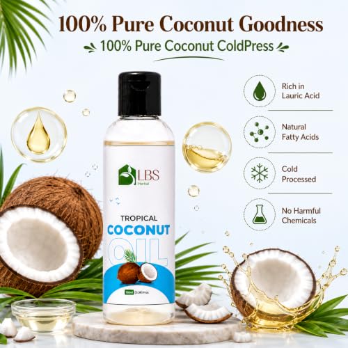 Image of Sweet Coconut Oil 100% Pure Cold Pressed | Extra Virgin Natural Carrier Oil for Hair, Skin & Body Massage | Deep Moisturizing Oil for Soft & Healthy Looking Hair | 100ml (Pack of 5)