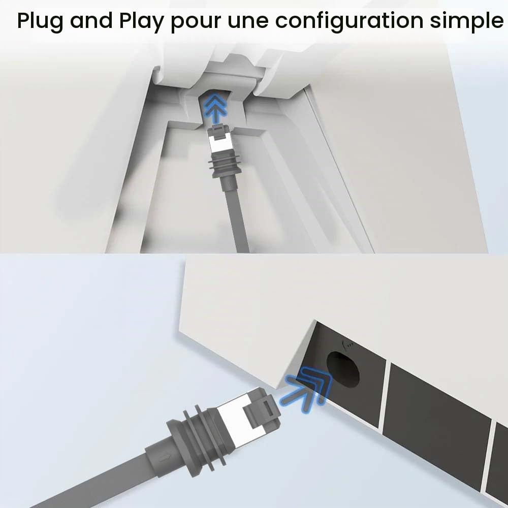 Elfcam - 30m Câble Ethernet Plat Cat 6A pour Starlink Gen 3 et Mini – 10Gbps, RJ45, IP68 Étanche, 9.2x3.2mm, Intérieur/Extérieur, Haute Vitesse et Flexible pour Installation Murale