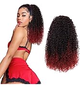 LACE PLUS Drawstring Ponytail Extensions - 16 Inch Ponytail Hair Extension Curly Drawstring Ponyt...