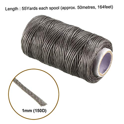 Hilo de cuero encerado 55 yardas de 1 mm gris oscuro miniatura 2