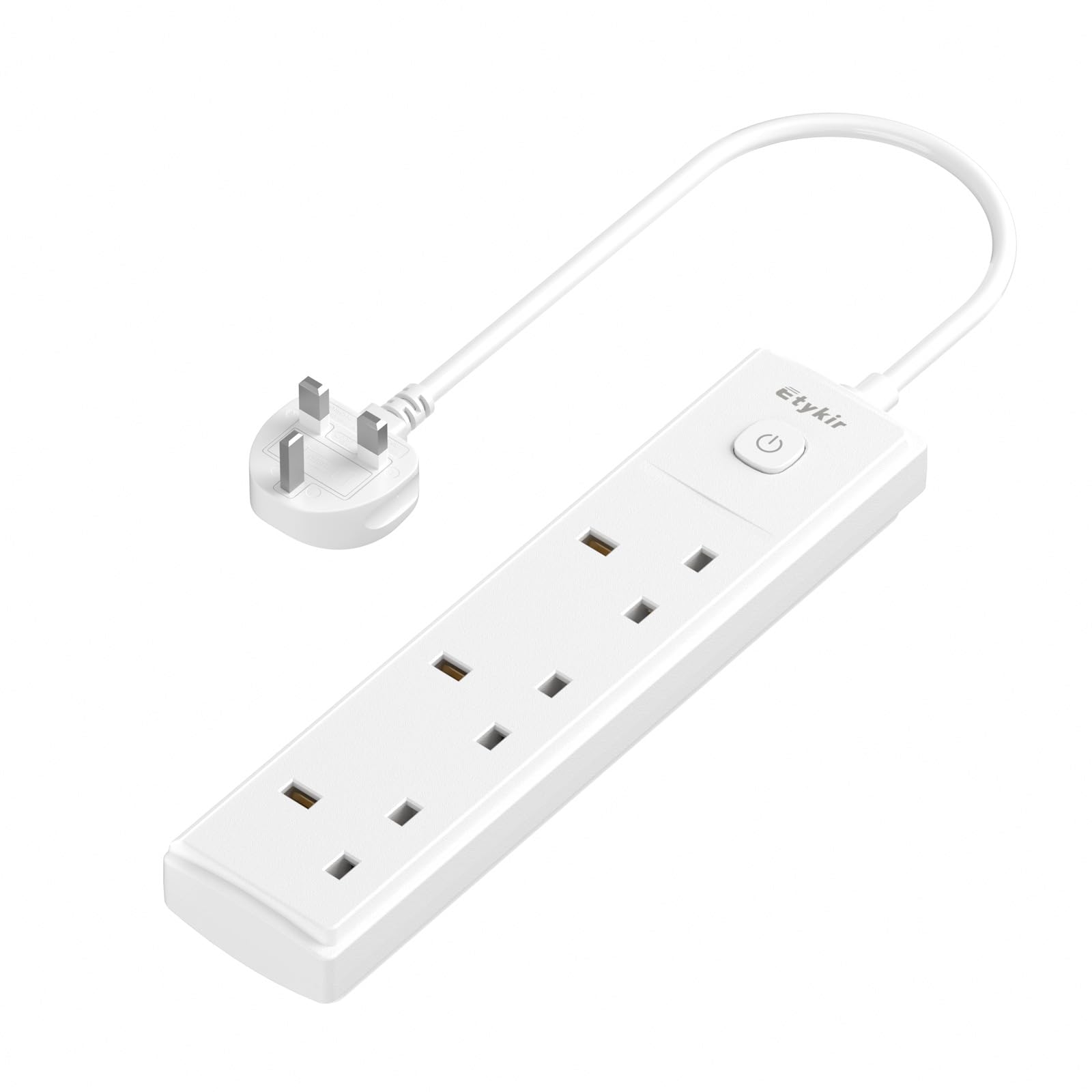 Short Extension Lead, 0.5M Small Extension Cable (13A/3250W), 3 Way Switched Extension Lead, Power Strip, Surge Protector, White