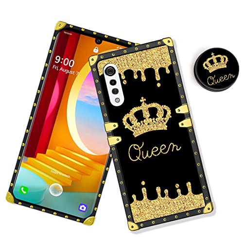 Lsl Compatible With Lg Velvet 5G Square Phone Case, Queen Golden Crown Luxury Tpu Plating Corner Shockproof Protection Cover For Women Girls, For Lg Velvet 5G #TOP1