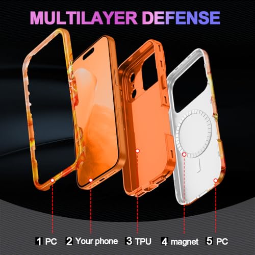 Casetego for iPhone 17 Pro Case,Compatible with MagSafe,[Military Grade Drop Test] Full Body Protection Slim Shockproof Rugged Marble Women Girls Case for iPhone 17 Pro 6.3 inch,All Orange by Casetego - Used condition - Image 4