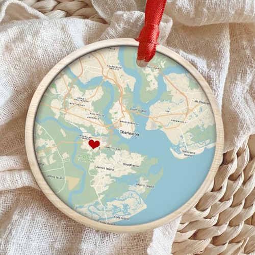 Personalized Location Map Ornament – Custom Engaged Couple Gift, Unique First Meeting Memory Ceramic Keepsake - Image 4
