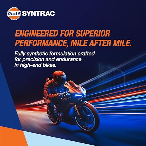 Image of GULF SYNTRAC 10W-40 4T API SP, JASO MA2 | Ester Technology | 2 Wheeler Bike Advanced 100% Full-Synthetic Engine Oil [1 L] - Pack of 1