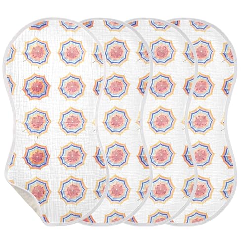xigua Colorful Beach Umbrellas Muslin Baby Burp Cloths Set of 2, Super Soft & Absorbent Burping Rags, Cotton Burp Clothes Shower Gift for Newborn, Baby Girls and Boys3
