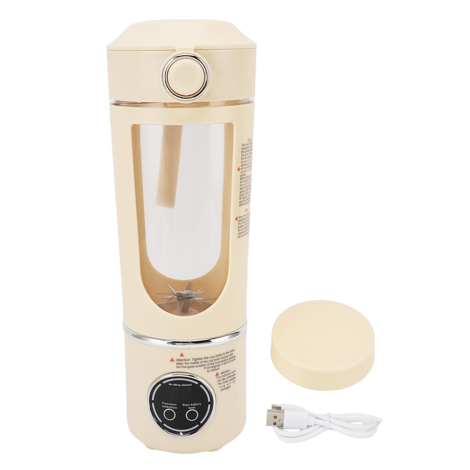 Luocute Przenośny Blender, 700 Ml 7,4 V 12 Ostrzy ładowani Mini Mikser Owocowy Mini -sokowirówki, Odpowiedni do Gimnastycznego Biura Sportowego na świeżym Powietrzu (Beżowy)