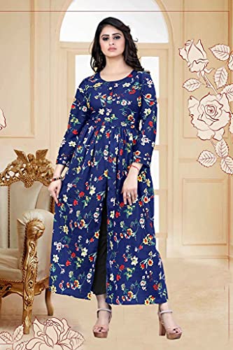 Image of H.E HAMZA ENTERPRISER Printed Crepe Material Brown Western Dress For Women