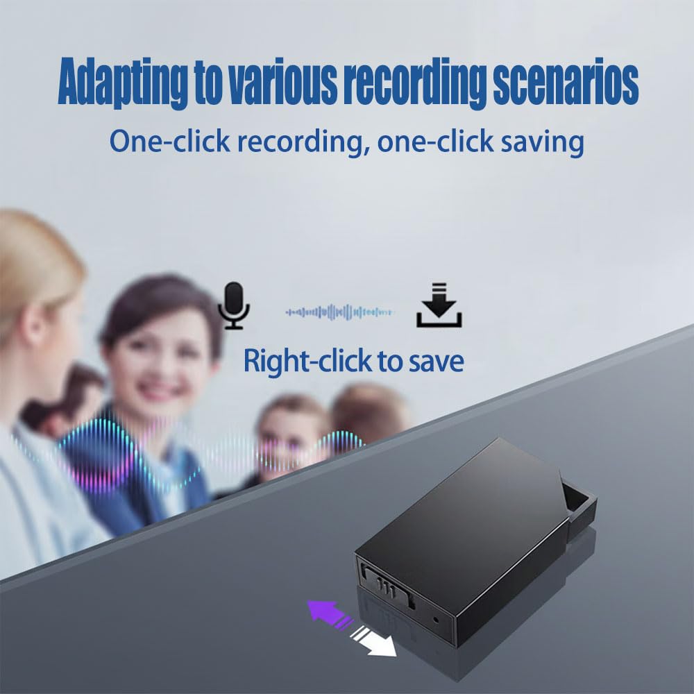 Grabadora de Voz Espia con Memoria de 64GB, Recargable por USB, Grabadora Voz y Activación por Voz, Mini Grabadora de Voz para Cursos, Reuniones, Grabadora de Voz Espia Oculta（3 * 2 * 0.6）