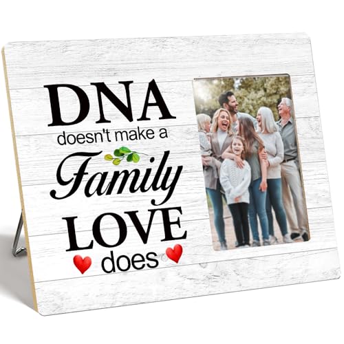 OTINGQD Family Picture Frame,DNA Doesn't Make A Family Love Does Photo Frame,Gift for Dad Mom Son Daughter,Adoption Gifts Z325