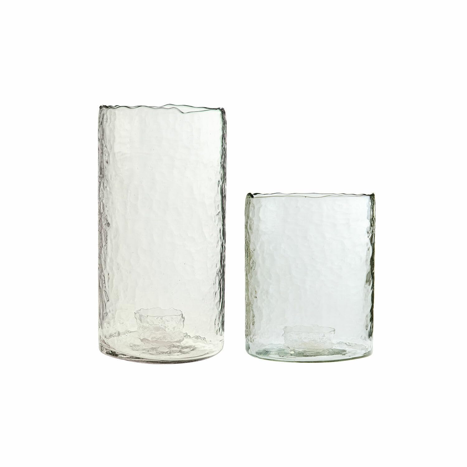 Loberon Windlicht 2er Set Querlay, klar | Zwei Größen, Mundgeblasen, Strukturierte Oberfläche, Integrierter Kerzenhalter, Dekoration, Wohn-Accessoires, Glas