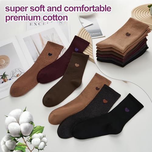 Image of inhees Women's Cotton Crew Socks - 6Pairs Above Ankle Fun Cute Heart Bootie Dress Socks - Gifts for Mother /Her