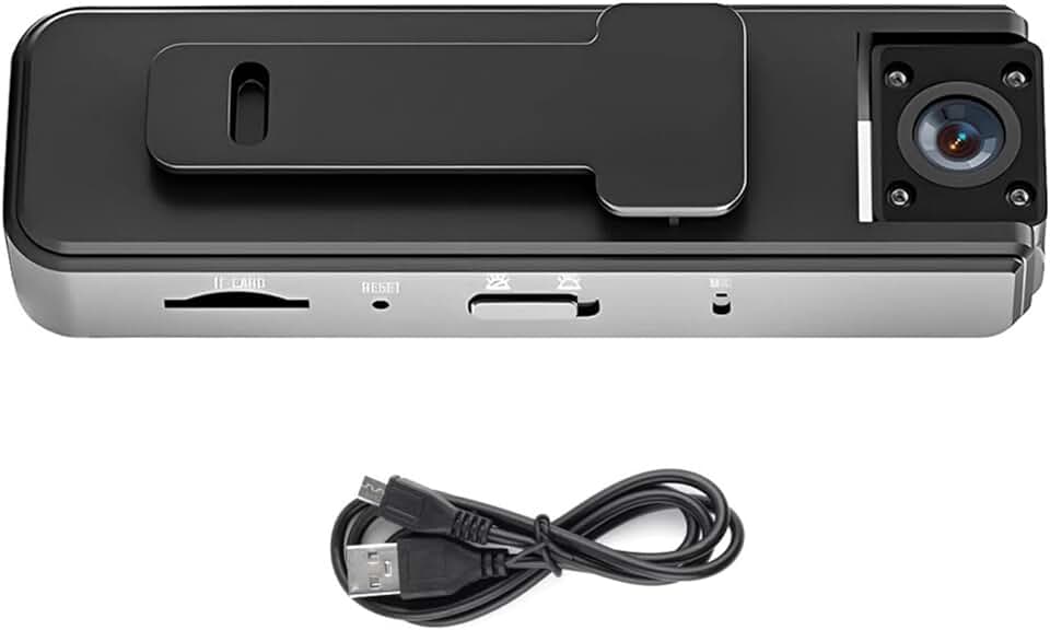 Câmera corporal HD 1080p com lente rotativa de 180°, filmadora usada no corpo com visão noturna