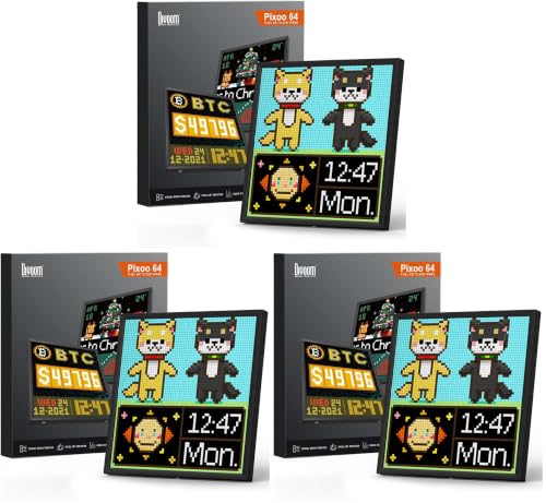 Image of Divoom Pixoo-64 - WiFi Pixel Cloud Digital Frame with APP Control,64 X 64 LED Panel Display Frame for Gaming Room Decoration /Social Media Fans Counter (Pack of 3)