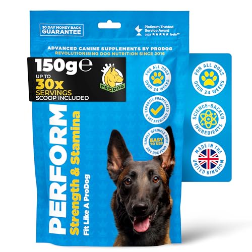 ProDog Perform Strength and Stamina Supplement For Dogs - 58% Protein - Performance Food Topper with Omega 3,6,9 and Minerals for Strength, Speed, Focus & Stamina - (30 Servings)