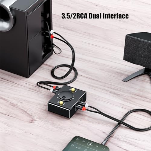 Adaptateur audio 3,5/2RCA commutable avec bouton volume pour câble stéréo PC TV - 3