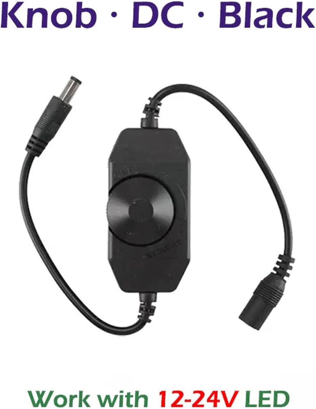 LED knob touch switch dimmer DC12-24V USB 5V brightness adjustment controller suitable for 5050 3528 COB LED light strip(Knob DC12-24V Black)