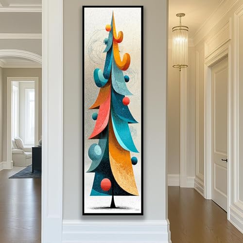 Tableau sur toile art mural abstrait arbre décoration murale salon moderne 35x105cm - 3