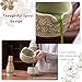 Buucup Matcha Whisk Set, Ceramic Matcha Kit Set Includes Matcha Bowl, Matcha Whisk and Holder, Bamboo Scoop, Scoop Rest, Sifter and Tea Towel - 7 Pcs Matcha Kit for Matcha Lovers (Mottled Green)