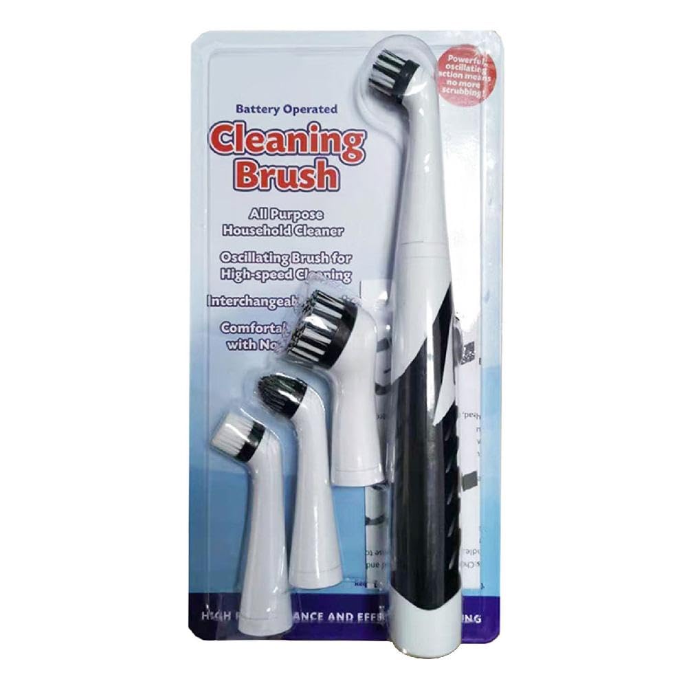 Ranuw Black And White Electric Scrubber Cleaning Brush Cleaner Spin Scrubber Cordless Cleaning Gadget With Brush Heads For Bathroom Household Cleaner Spin Brush