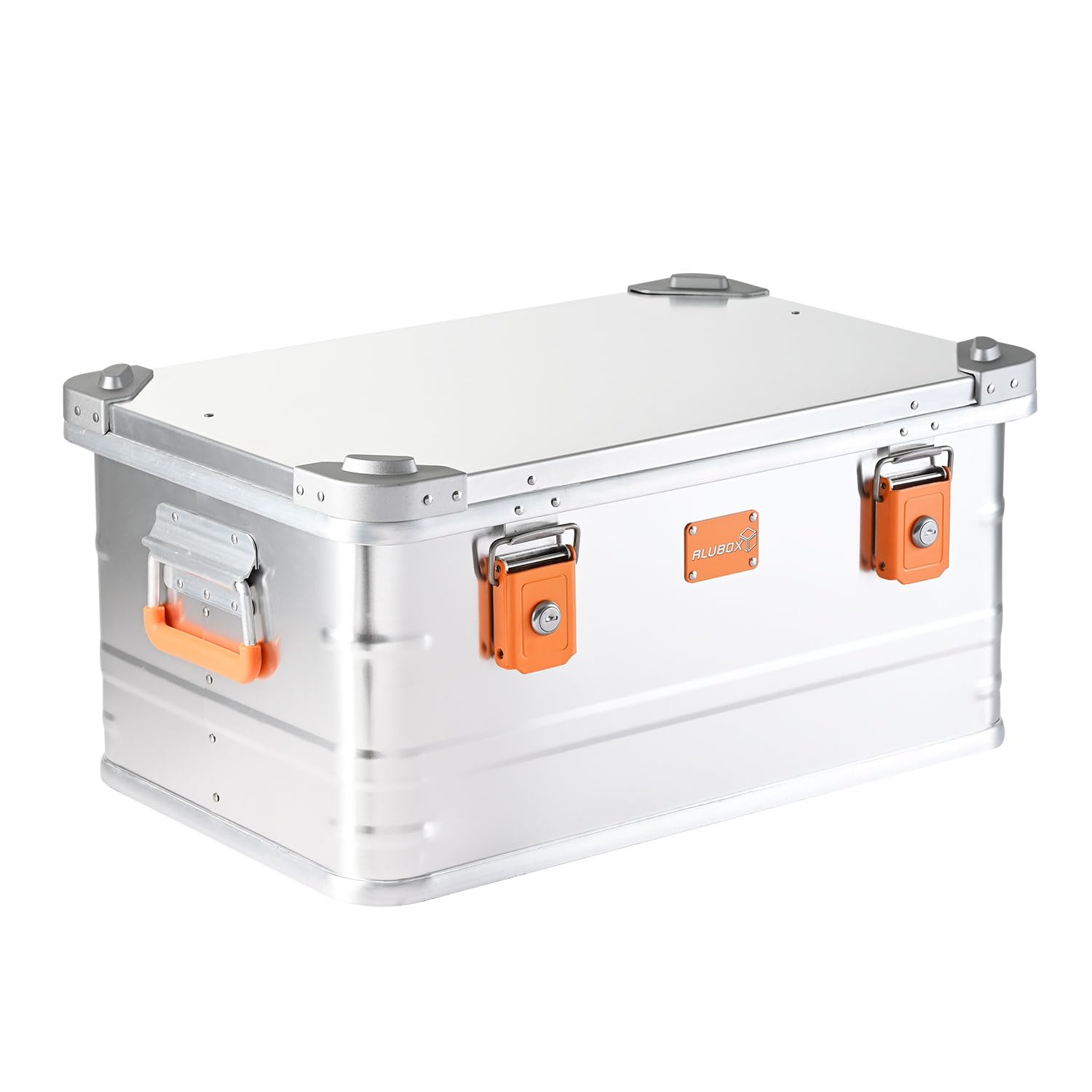 Alubox Alukiste abschließbar ES47 - Premium Aluminium Lagerbox 47 Liter mit Schaumstoffmatten Würfelschaum - Deckel mit Aluminium Druckguss Stapelecken und Gummidichtung - inklusive Schlösser