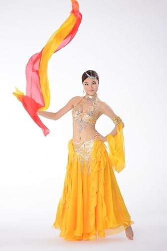 Miniatura 3 de Velos de danza del vientre de seda 100% y bufanda color degradado 98.4 * 43.3 pulgadas