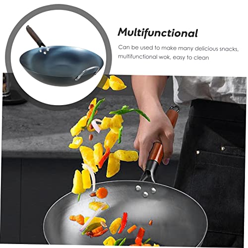 Wok multifuncional con mango de madera y cuerpo de hierro fundido miniatura 2