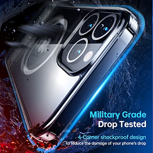 Facbiny Magnetic Metal Kickstand Clear Case Designed For Iphone 13 Pro Max 6.7 Inch [Compatible With Magsafe] [Anti-Yellowing] [3 Ways Stand] Shockproof Case For Iphone 13 Pro Max, Crystal Clear #TOP4