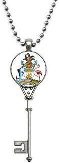 Nassau Bahamas National Emblem Pendant Vintage Necklace Silver Key Jewelry - Compare price