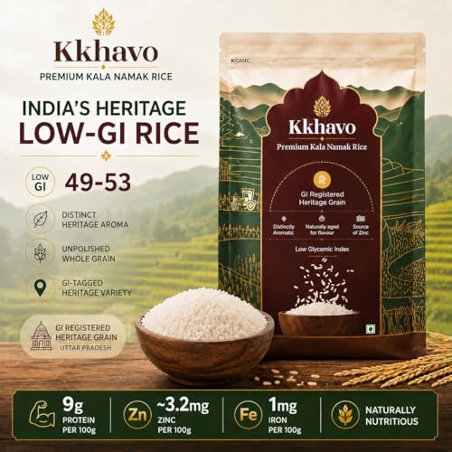 Image of Kkhavo Kala Namak Rice | 9gm protein | Diabetic & gut friendly | Gluten Free &Vegan | Low Glycemic 49-53 | Non GMO (5kg)