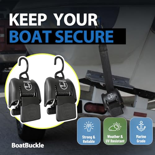 Retractable Transom Boat Tie Down Straps Boat Trailer Tie Down Strap 2x43-Inch, 2500lbs Break Strength with Quick Release Lock (Plastic) - Image 4