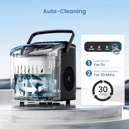 Image of Antarctic Star Ice Makers Countertop with Auto-Cleaning, 9 Bullet Ice Cubes in 6 Mins, 26lbs /Day, Portable Ice Machine with Handle, Basket and Scoop for Home, Kitchen, Office, Party