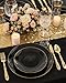 Nervure 100PCS Black and Gold Plastic Plates - 10.25 inch Black Disposable Plates - Gold Rim Dinner Plate - Black Dinner Plate Ideal for Wedding & Party