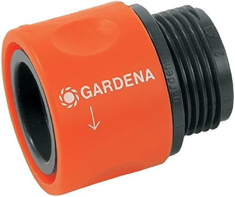 2917-20 Threaded Hose Connector, Connection Piece to Adapt Screw-Type Hose Connection to a Gardena Tap Connector for 26.5 mm (G3/4 Inch) Threads for Appliances Like Washing Machines, Packaged