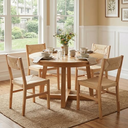 BESTANO Woven Rattan Dining Chairs Set of 4, Farmhouse Wicker Boho Dining Chairs...