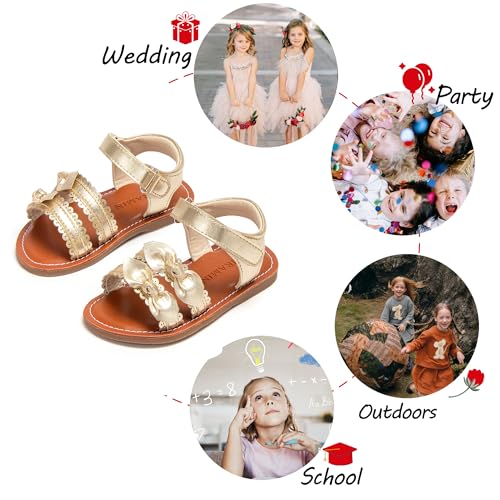 Image of PHIRAMIN Toddler Flower Girl Sandals - Girl Dress Shoes Toddler Little Kid Wedding Party