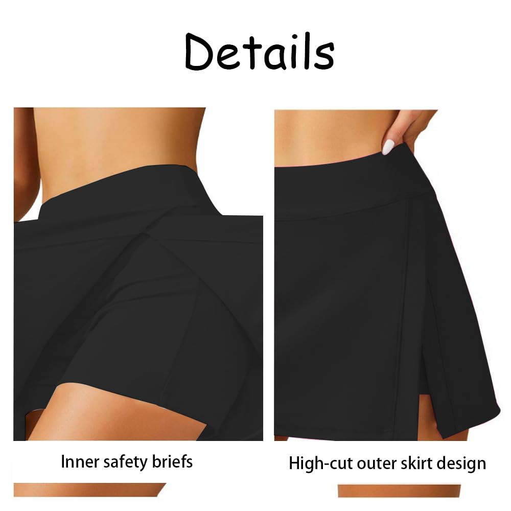 Jupe de Bain Femme Taille Haute Jupette Élégante avec Short Intégré Bas de Maillot de Bain pour Plage Piscine Été ou Sport